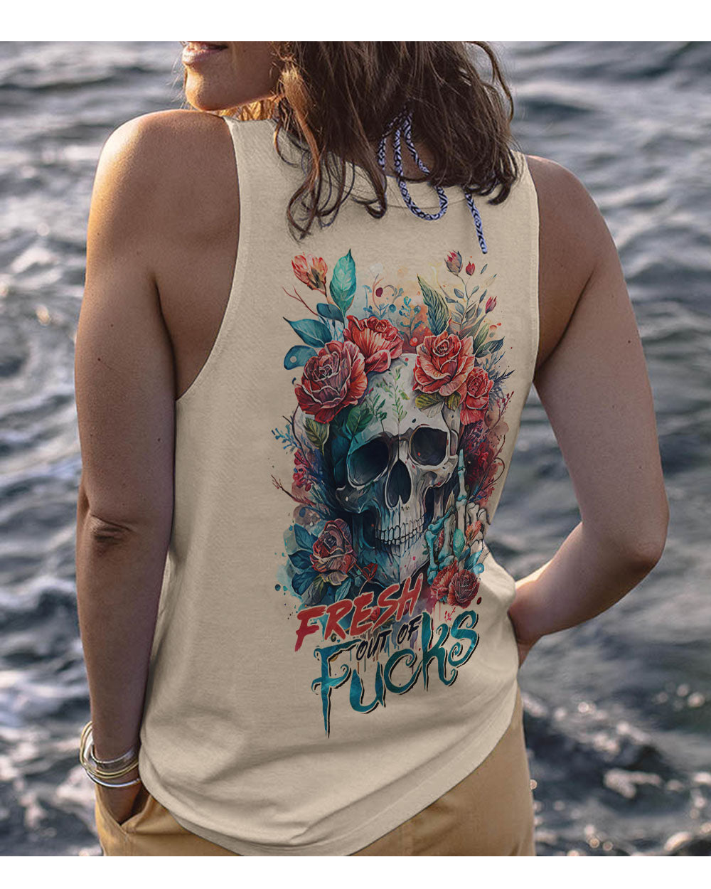 Fresh Out Of F Watercolor Skull Tank Top