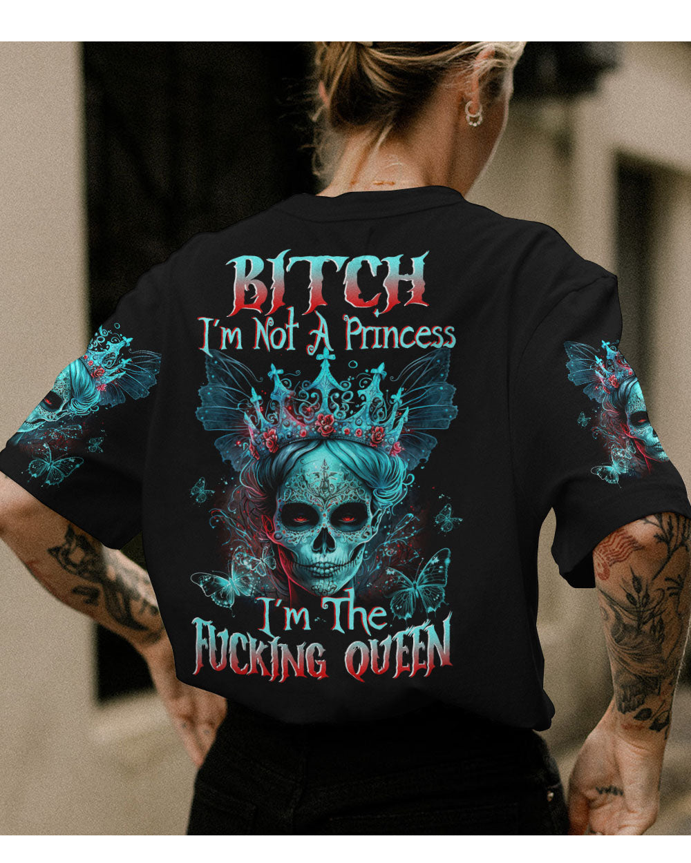 I'm Not Princess I'm The Queen Skull Black T Shirt