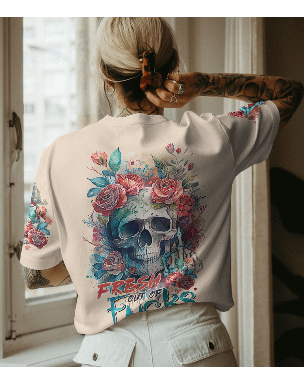 Fresh Out Of F Watercolor Skull T Shirt