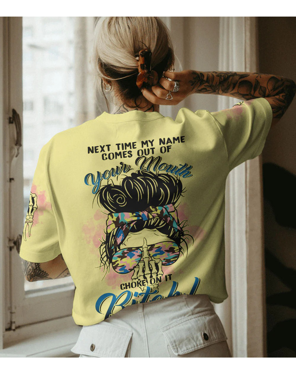 Next Time My Name Comes Out Of Your Mouth Yellow Skull T Shirt