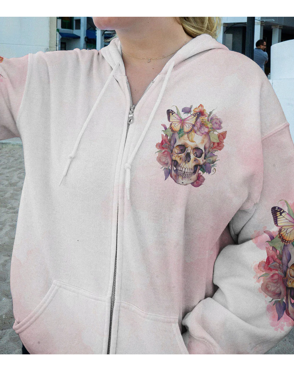 I May Not Perfect Watercolor Skull Floral Hoodie