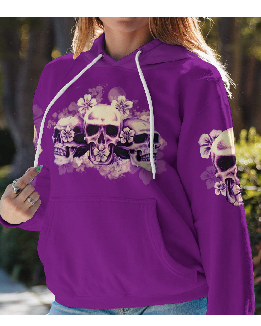 Stuck Between IDK IDC IDGAF Skull Purple Hoodie