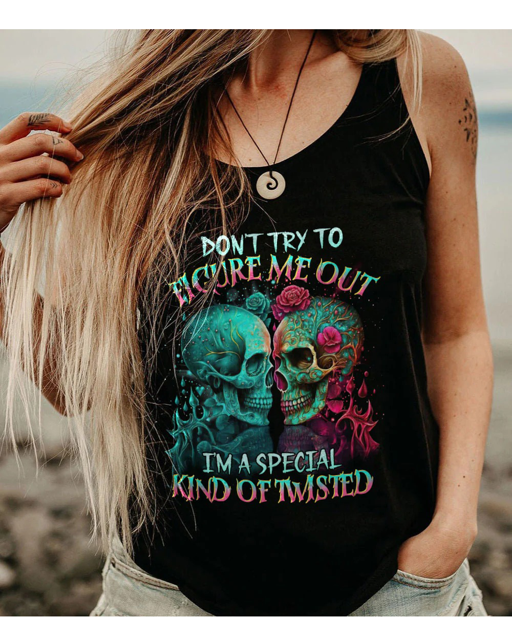 Don't Try To Figure Me Out Couple Skull Tank Top