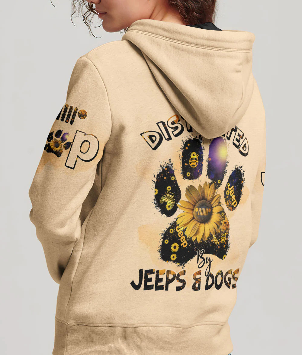 easily-distracted-by-jeeps-and-dogs-sunflower-hoodie