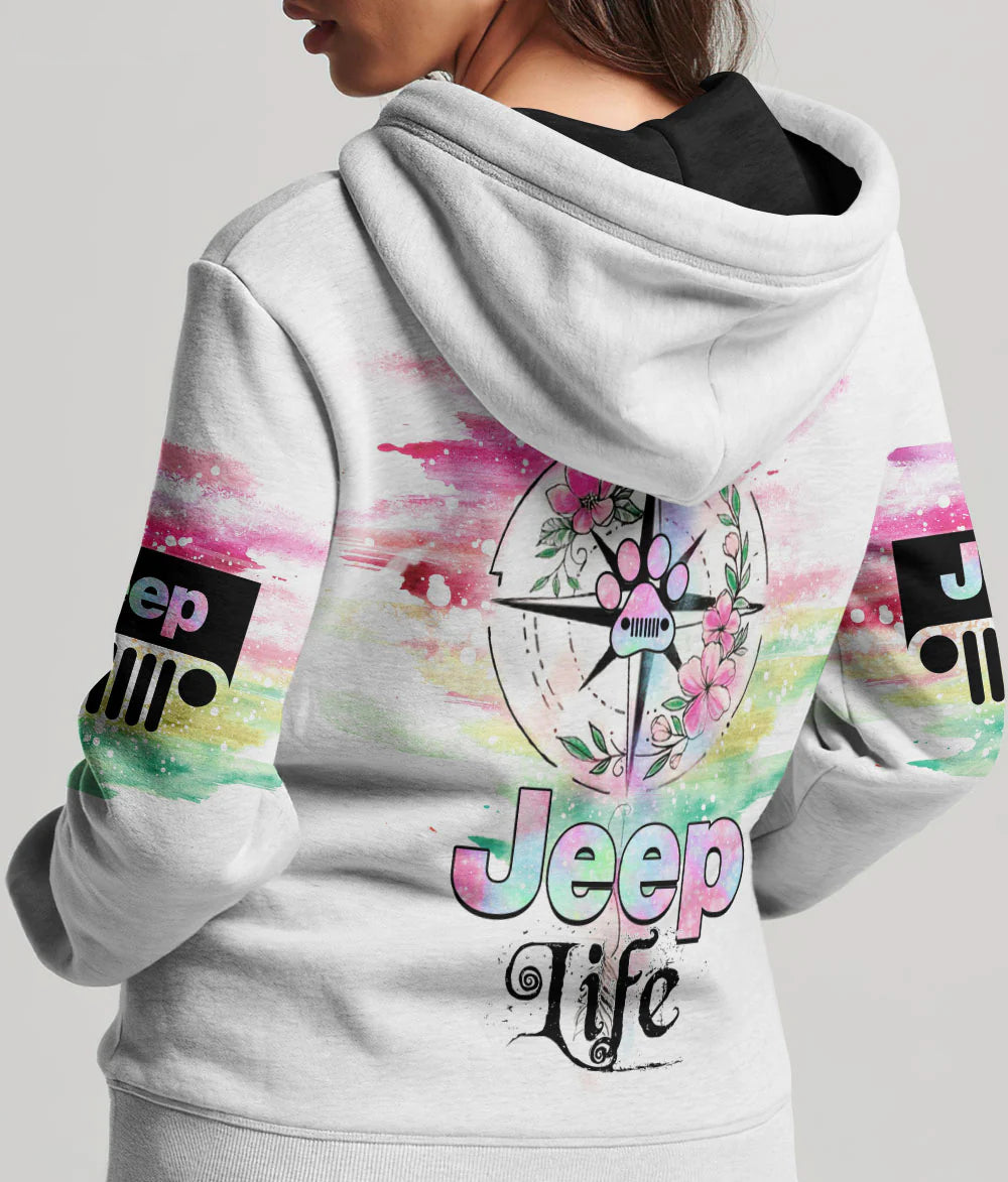 dog-paw-jeep-life-flower-hoodie