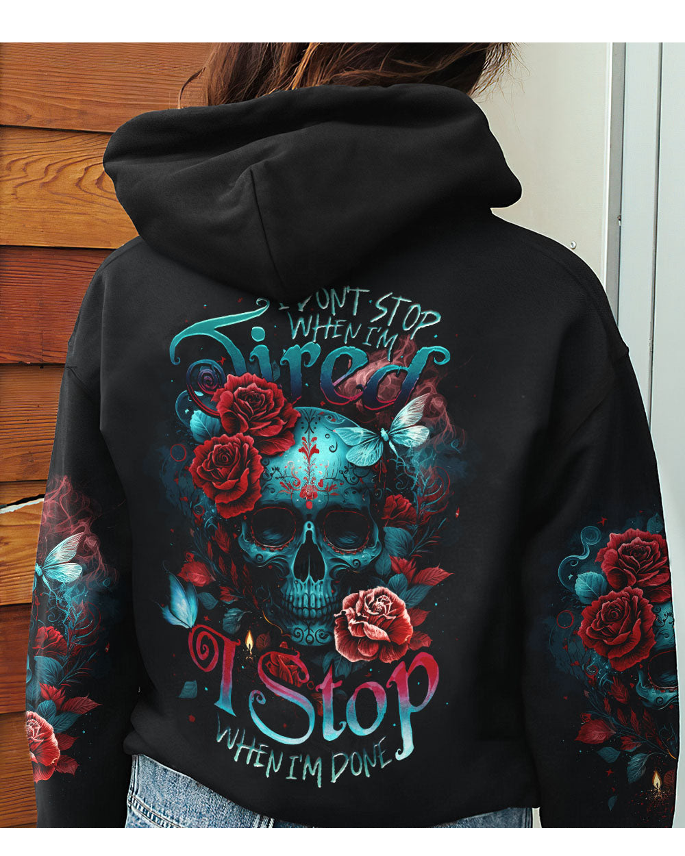 I Stop When I'm Done Skull Black Hoodie