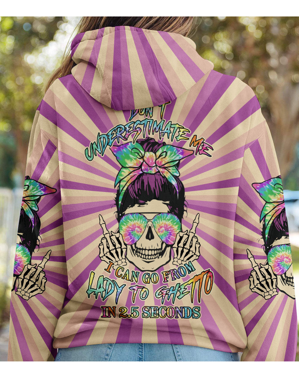 Don't Underestimate Me Colorfull Skull Hoodie