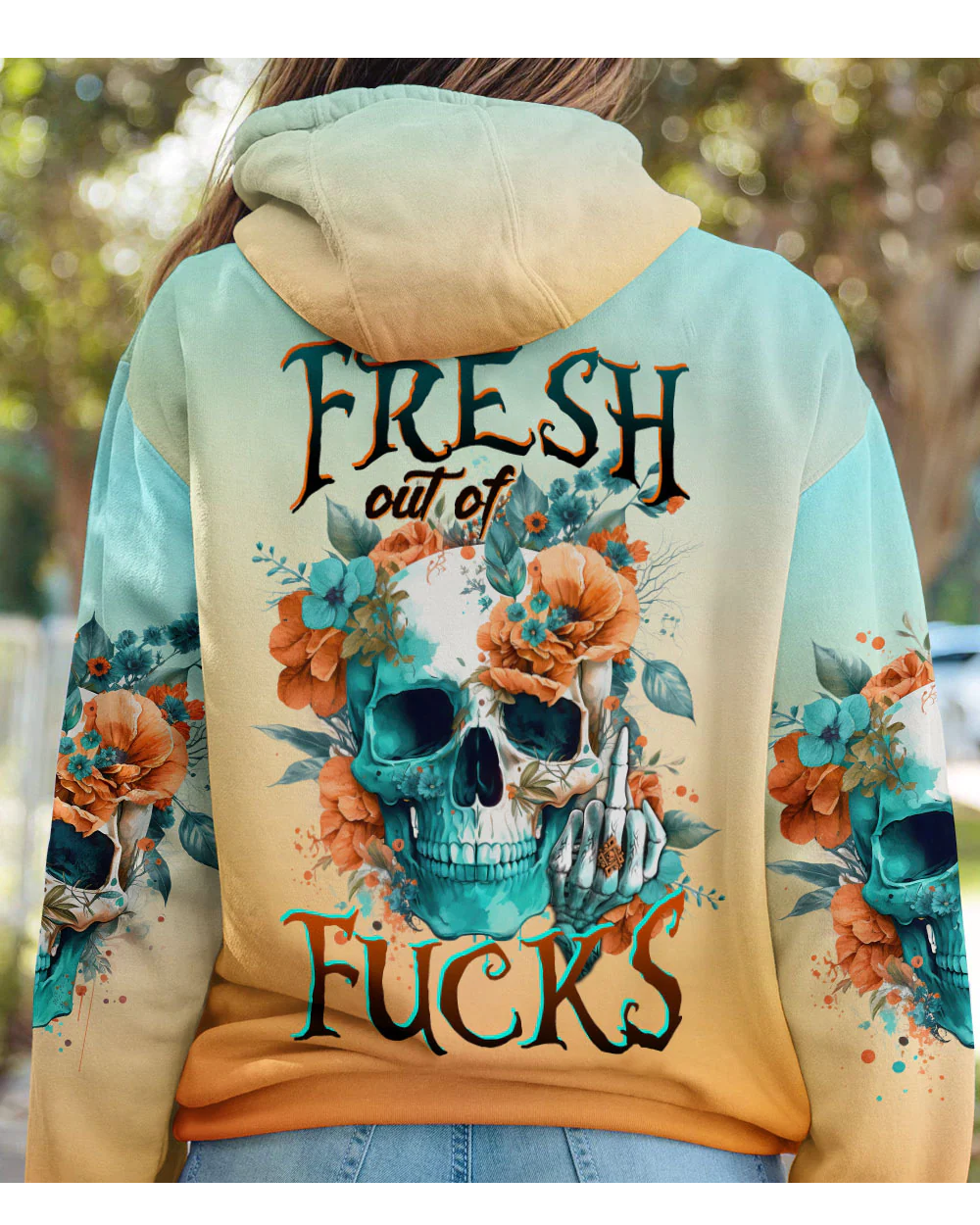 Fresh Out Of F Flowers Skull Hoodie