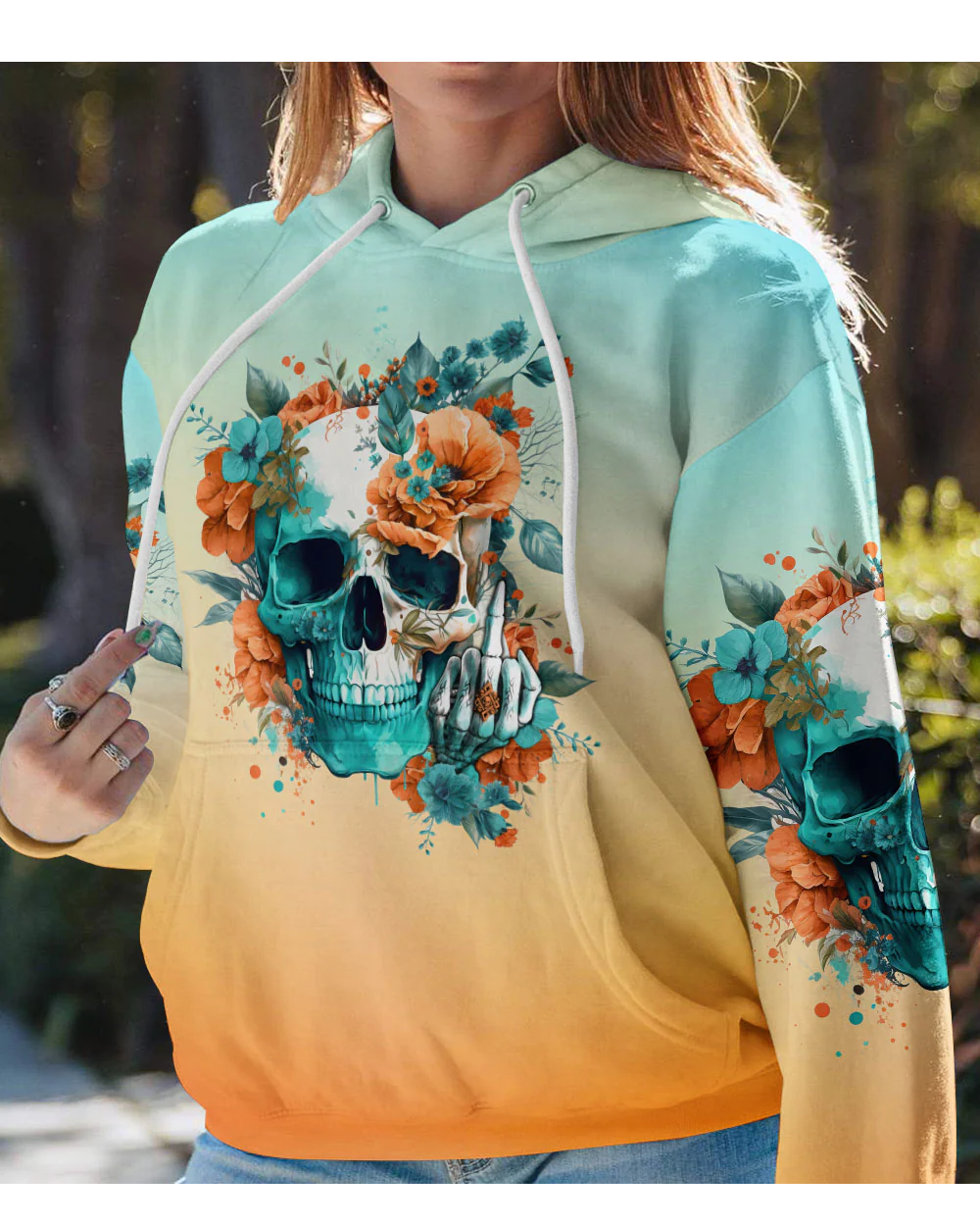 Fresh Out Of F Flowers Skull Hoodie