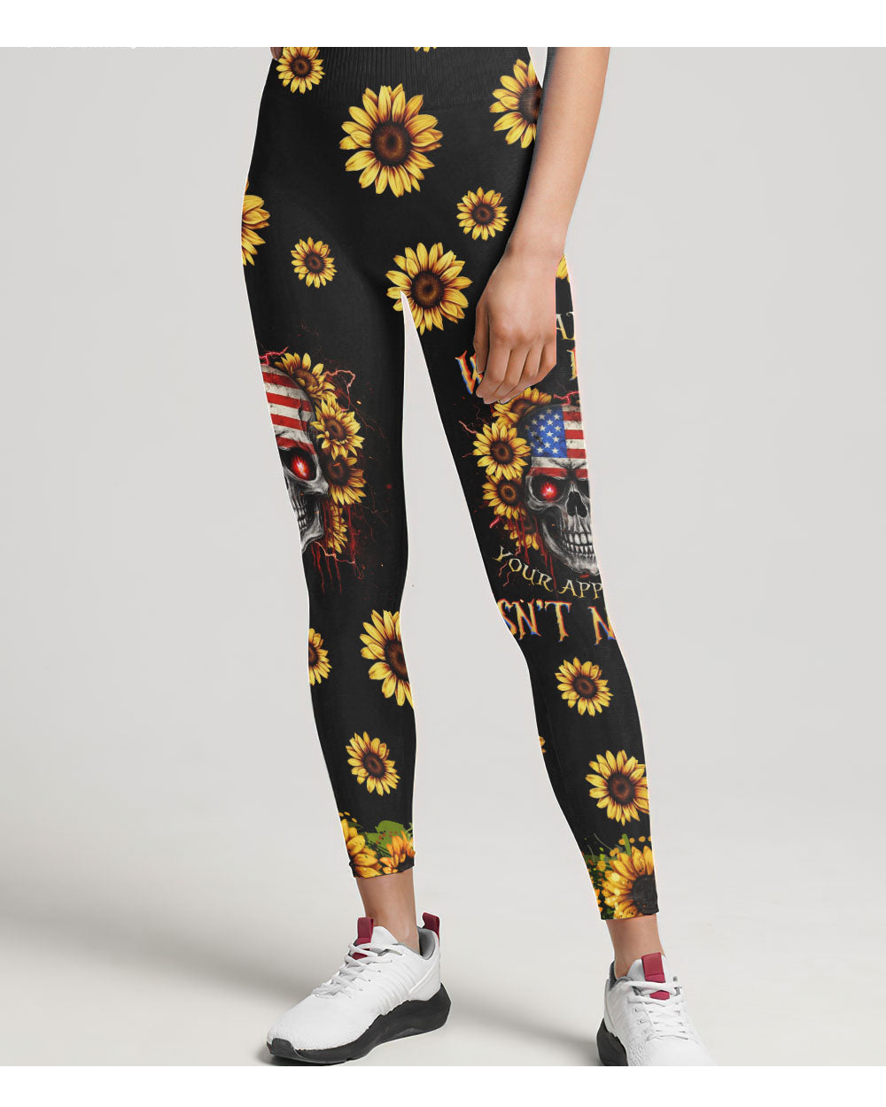 I Am Who I Am Skull Flowers Black Leggings