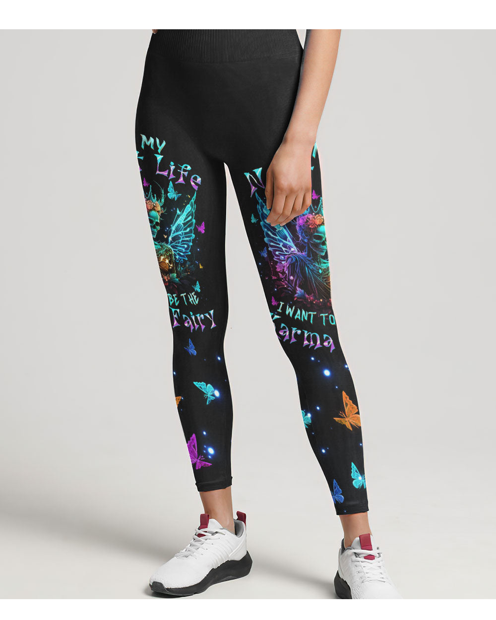 In My Next Life I Want To Be A Karma Fairy Skull Flowers Leggings