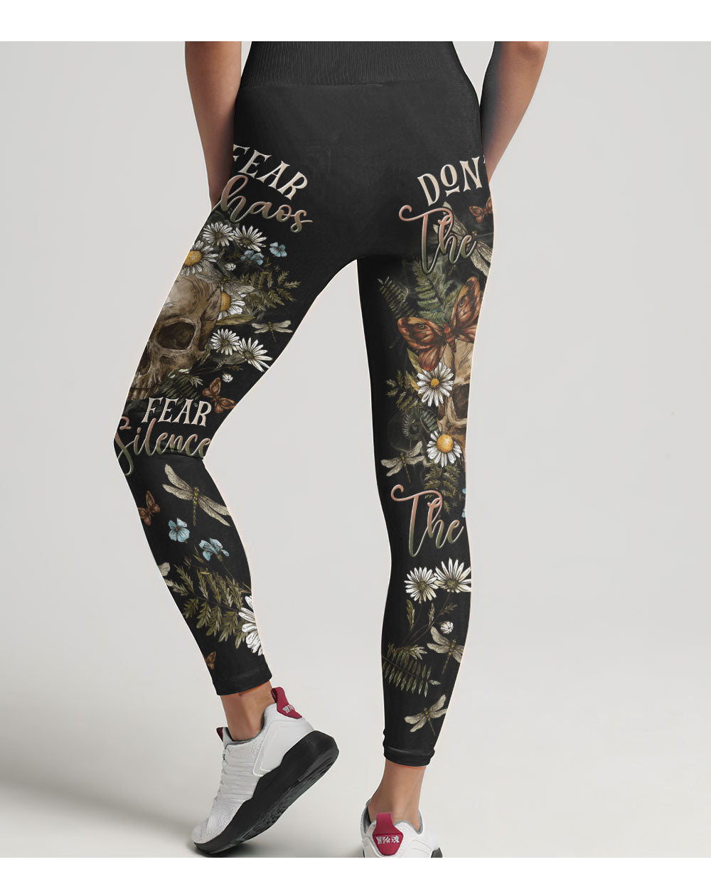 Don't Fear The Chaos Fear The Silence Skull Leggings