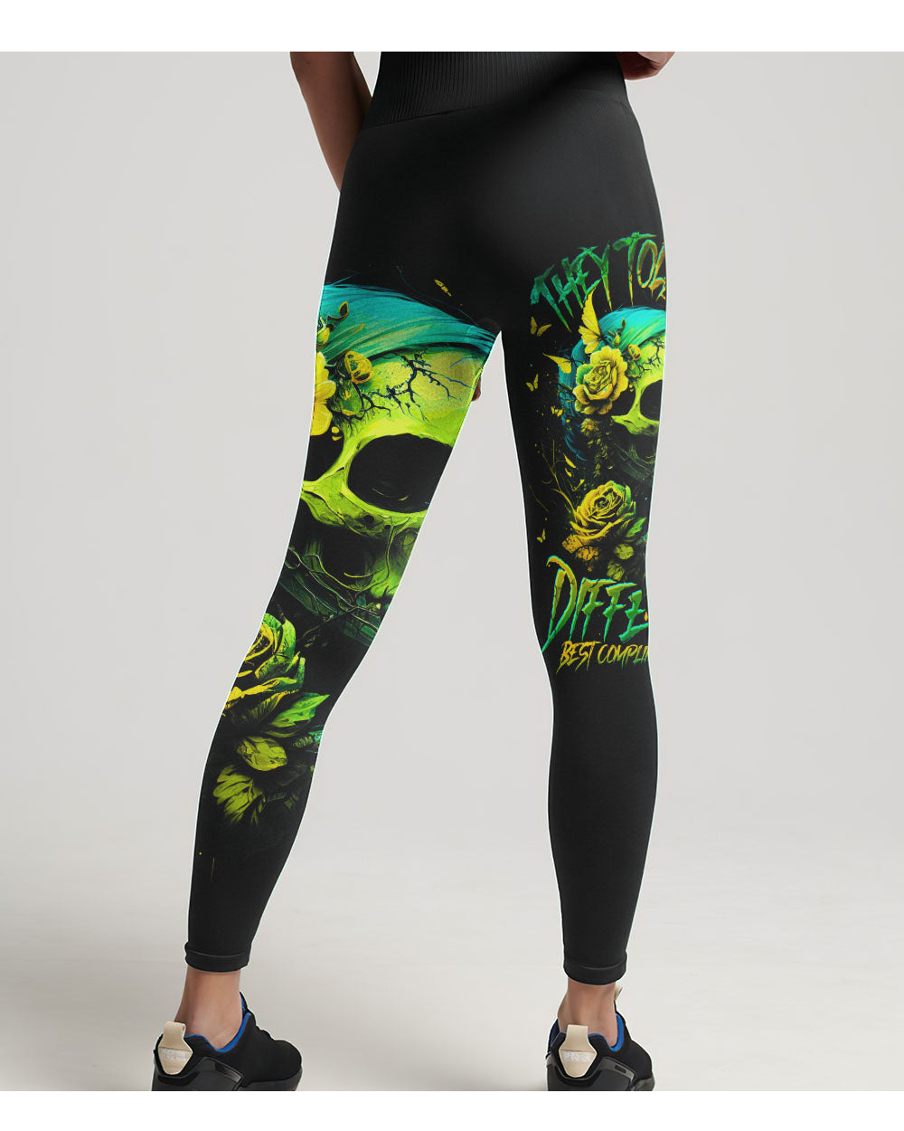 Best Compliment Ever Skull Flowers Black Leggings