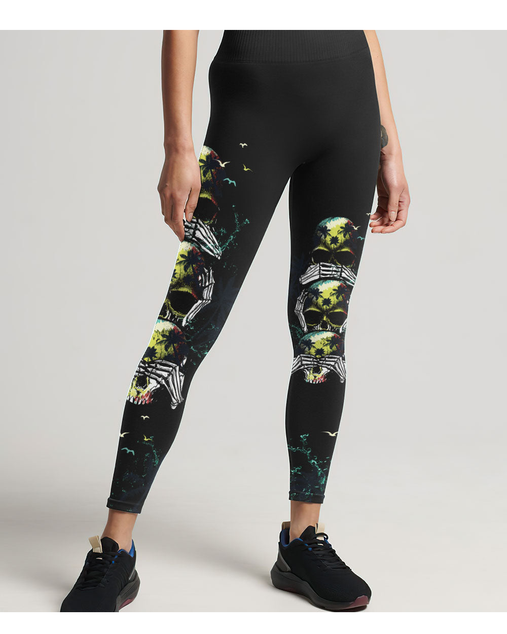 Stuck Between IDK IDC IDGAF Beach Skull Leggings