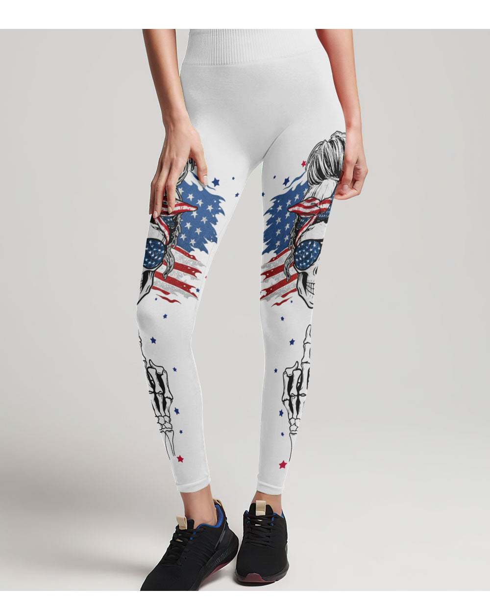 I'm A B Don't Try Me Skull White Leggings