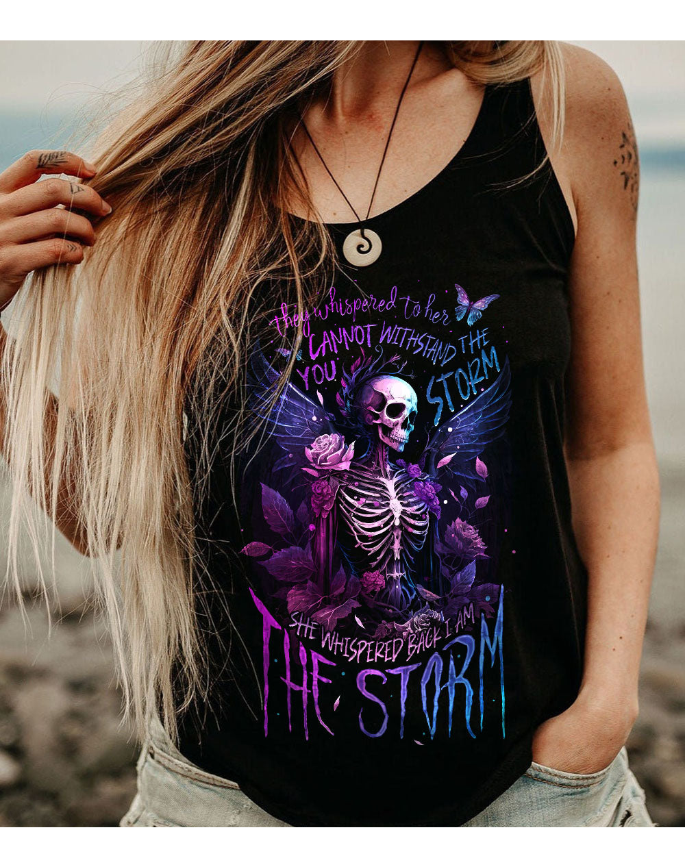 They Whispered To Her Skull Swing Black Tank Top