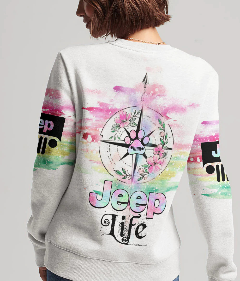 dog-paw-jeep-life-flower-sweatshirt