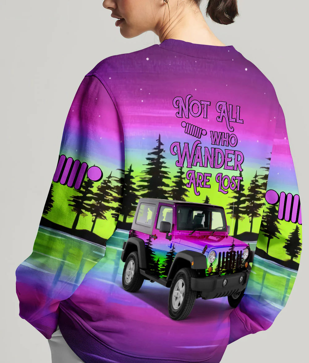 retro-jeep-not-all-who-wander-are-lost-forest-purple-sweatshirt