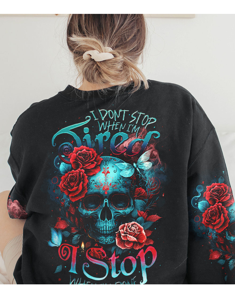 I Stop When I'm Done Skull Black Sweatshirt