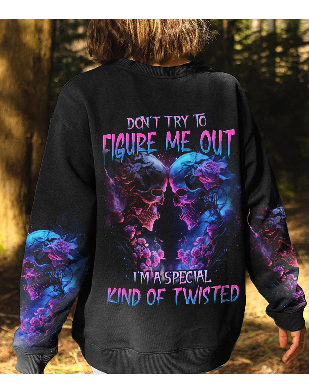 Don't Try To Figure Me Out Couple Skull Black Sweatshirt