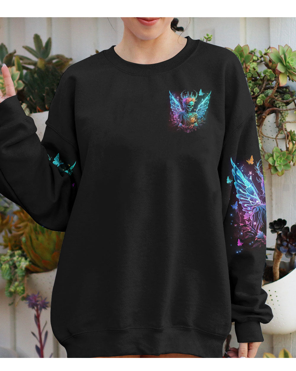 In My Next Life I Want To Be A Karma Fairy Skull Flowers Sweatshirt