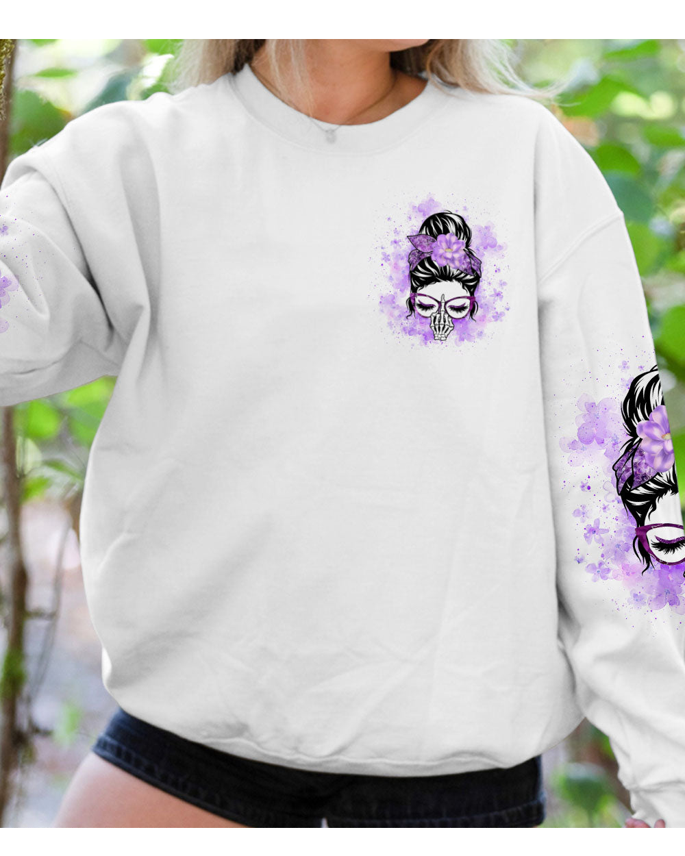 I Try To Avoid Drama Skull Girl With Glasses Sweatshirt