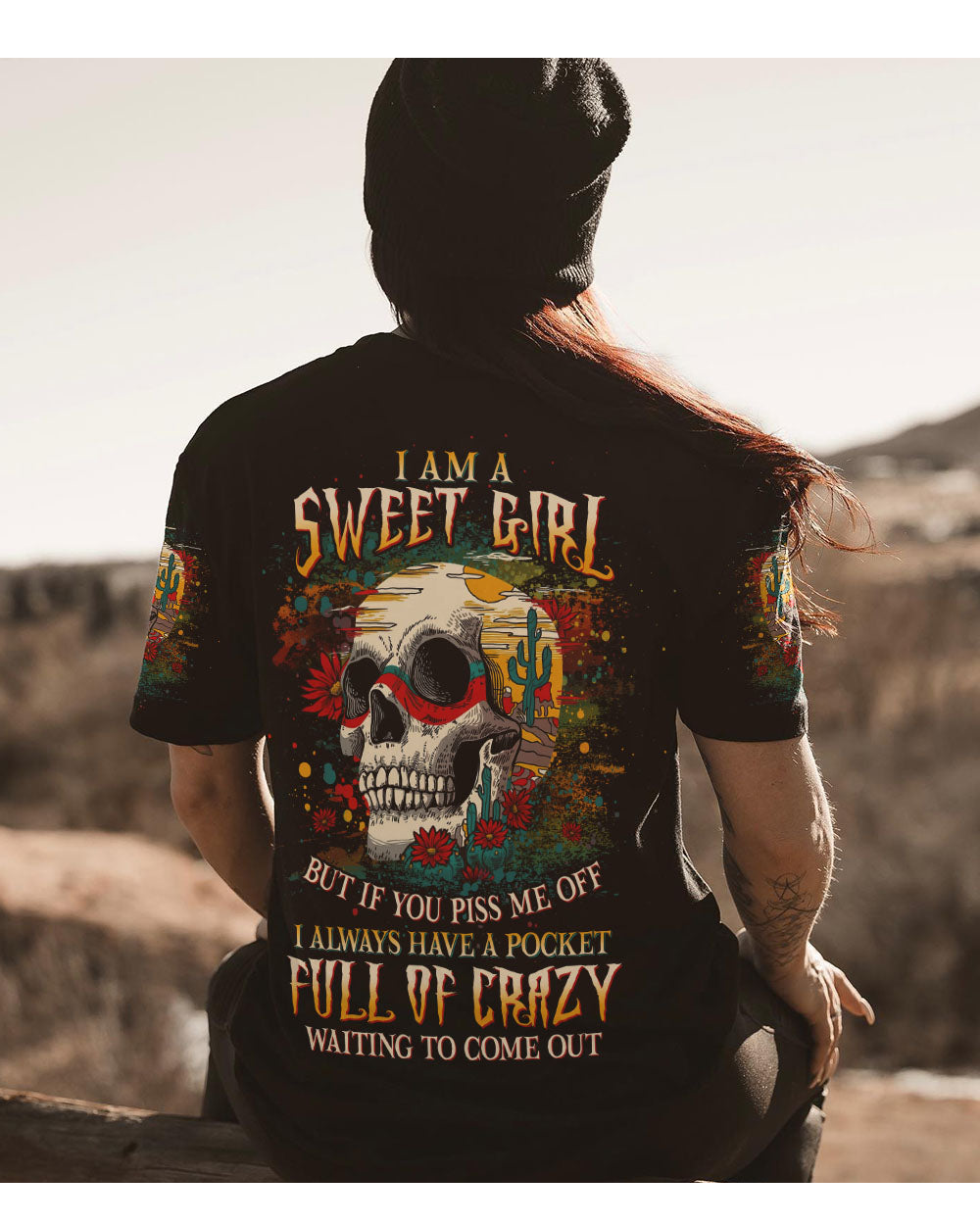 I Am A Sweet Girl Skull Colorful T Shirt