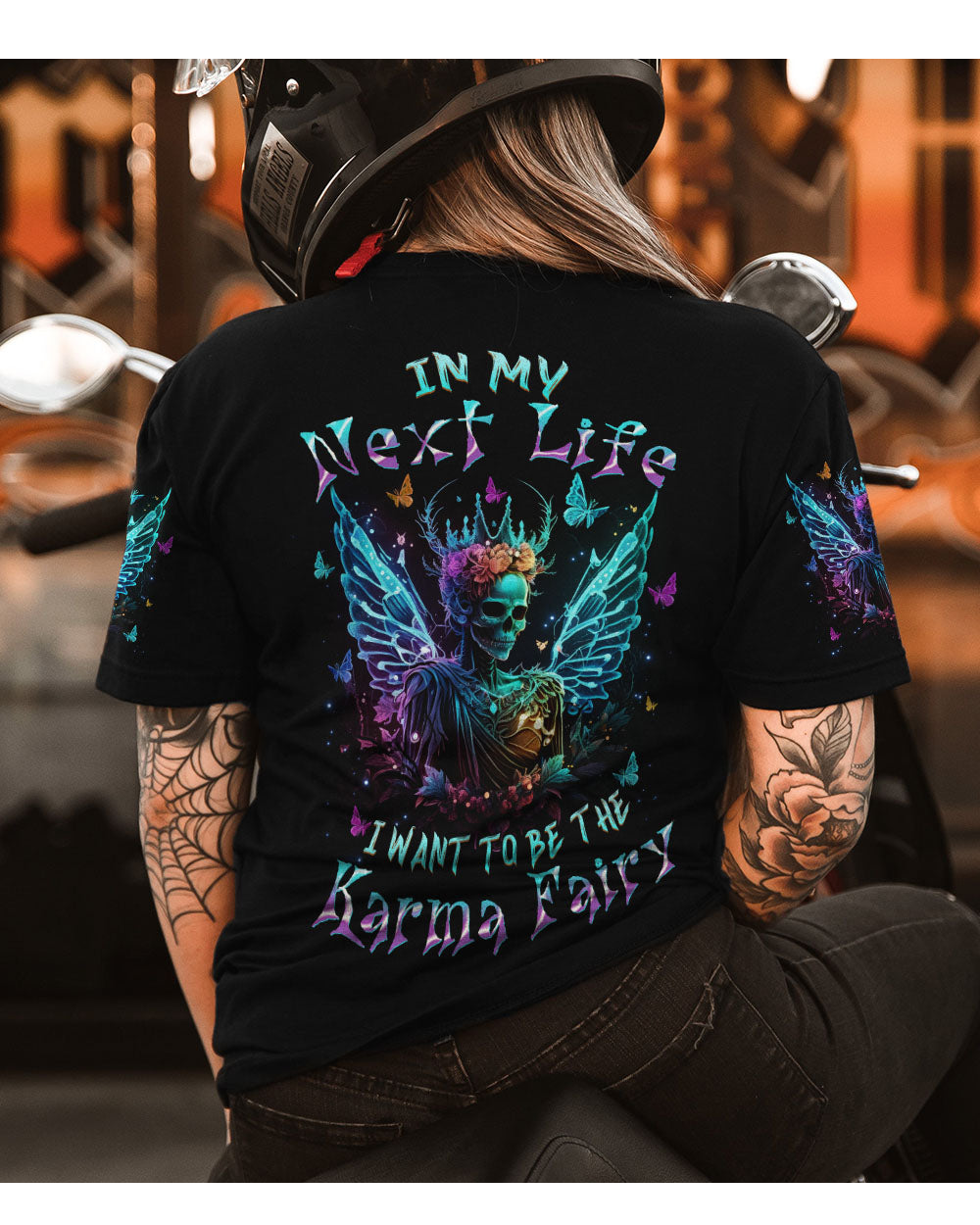 In My Next Life I Want To Be A Karma Fairy Skull Flowers T Shirt