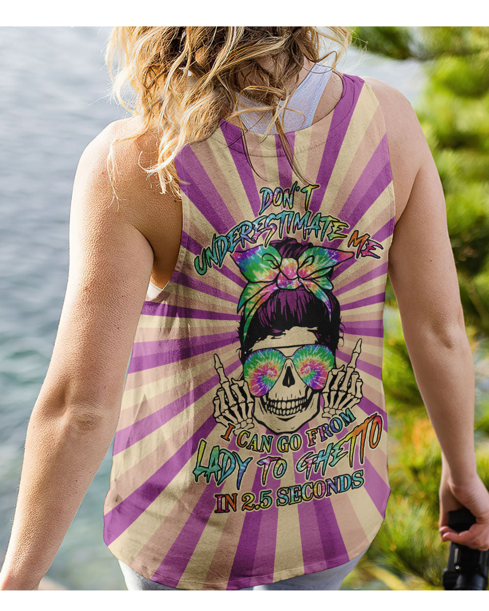 Don't Underestimate Me Colorfull Skull Tank Top