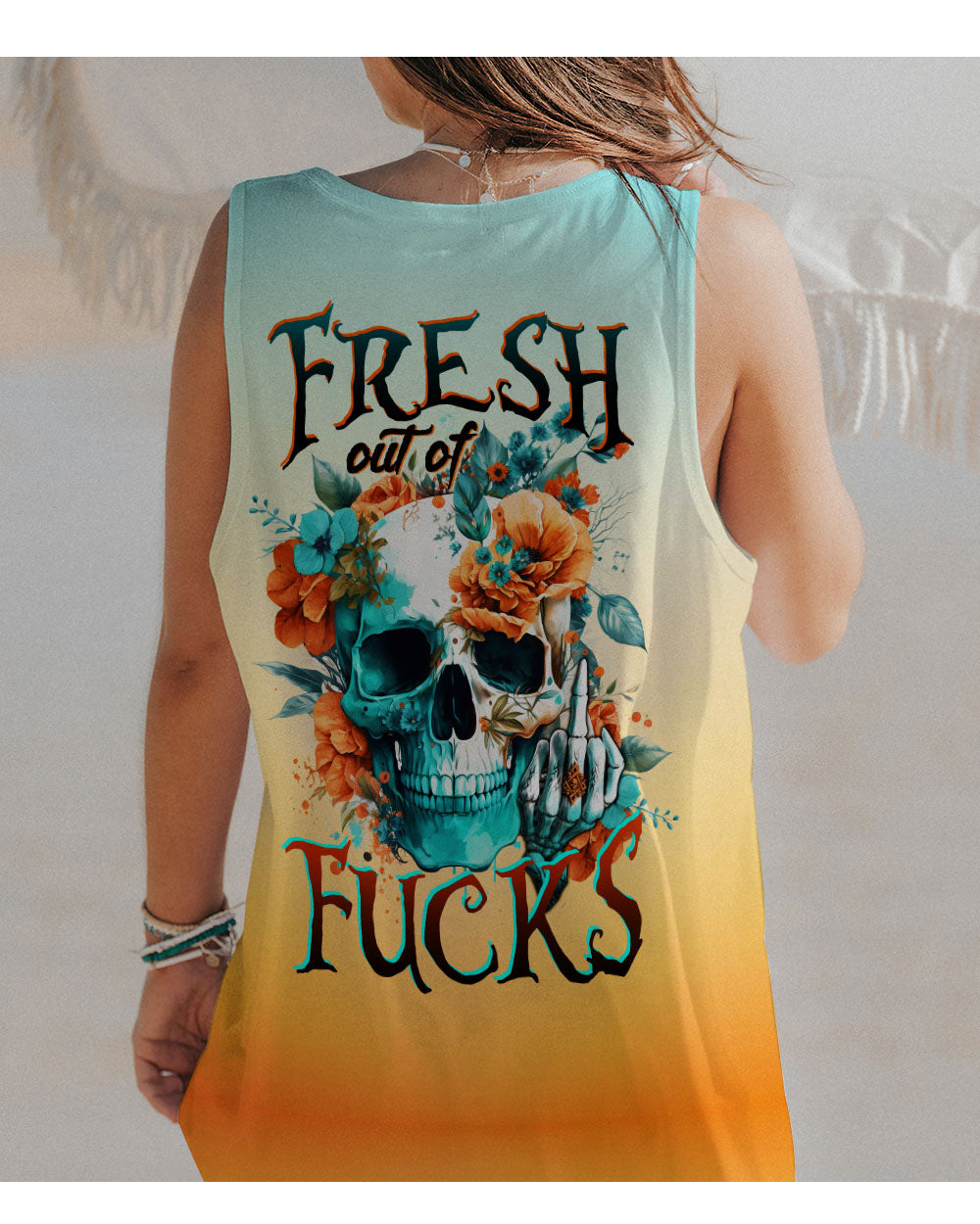 Fresh Out Of F Flowers Skull Tank Top