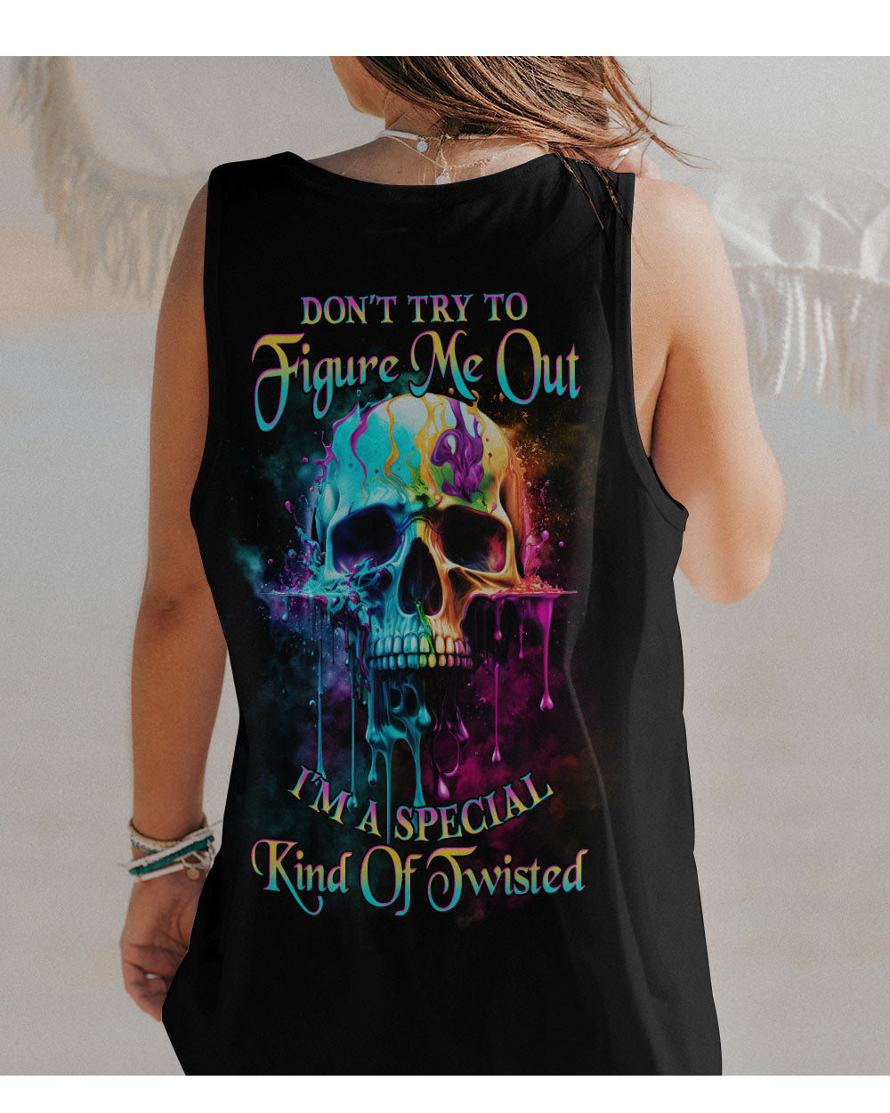 Don't Try Figure Me Out Skull Melting Tank Top