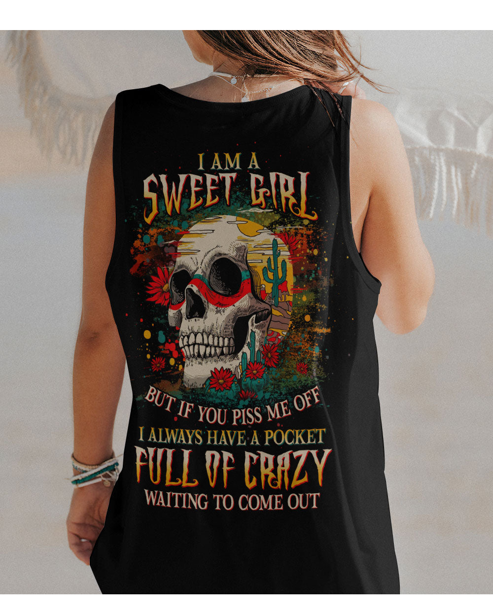 I Am A Sweet Girl Skull Colorful Tank Top