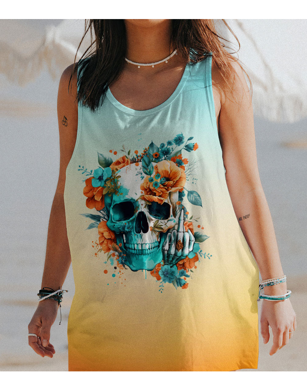 Fresh Out Of F Flowers Skull Tank Top