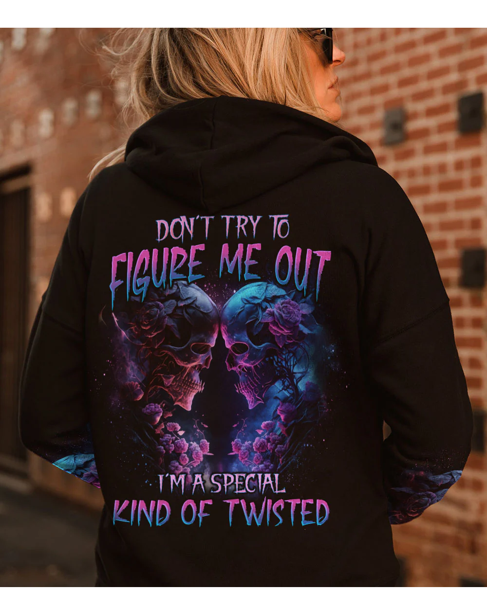 Don't Try To Figure Me Out Couple Skull Black Hoodie