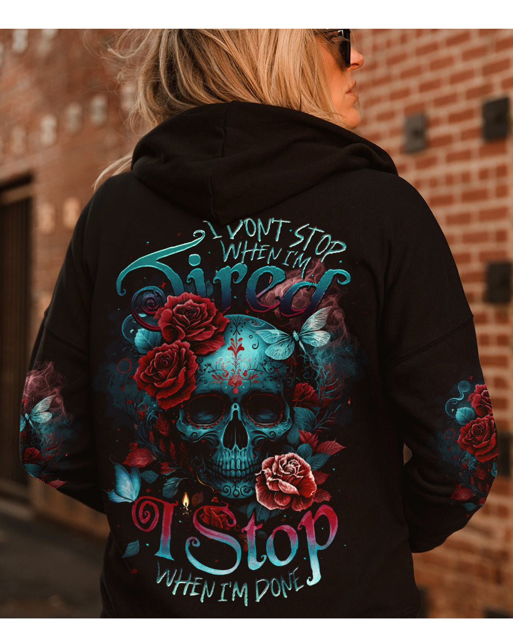 I Stop When I'm Done Skull Black Hoodie