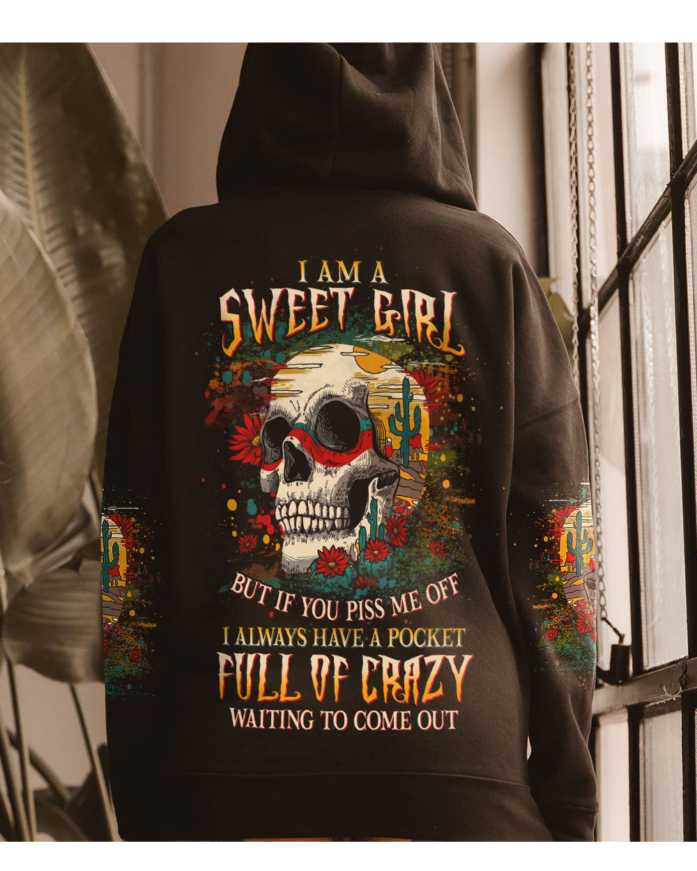 I Am A Sweet Girl Skull Colorful Hoodie