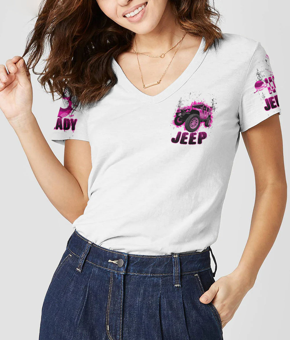 pink-jeep-never-underestimate-an-old-lady-women-v-neck-t-shirt