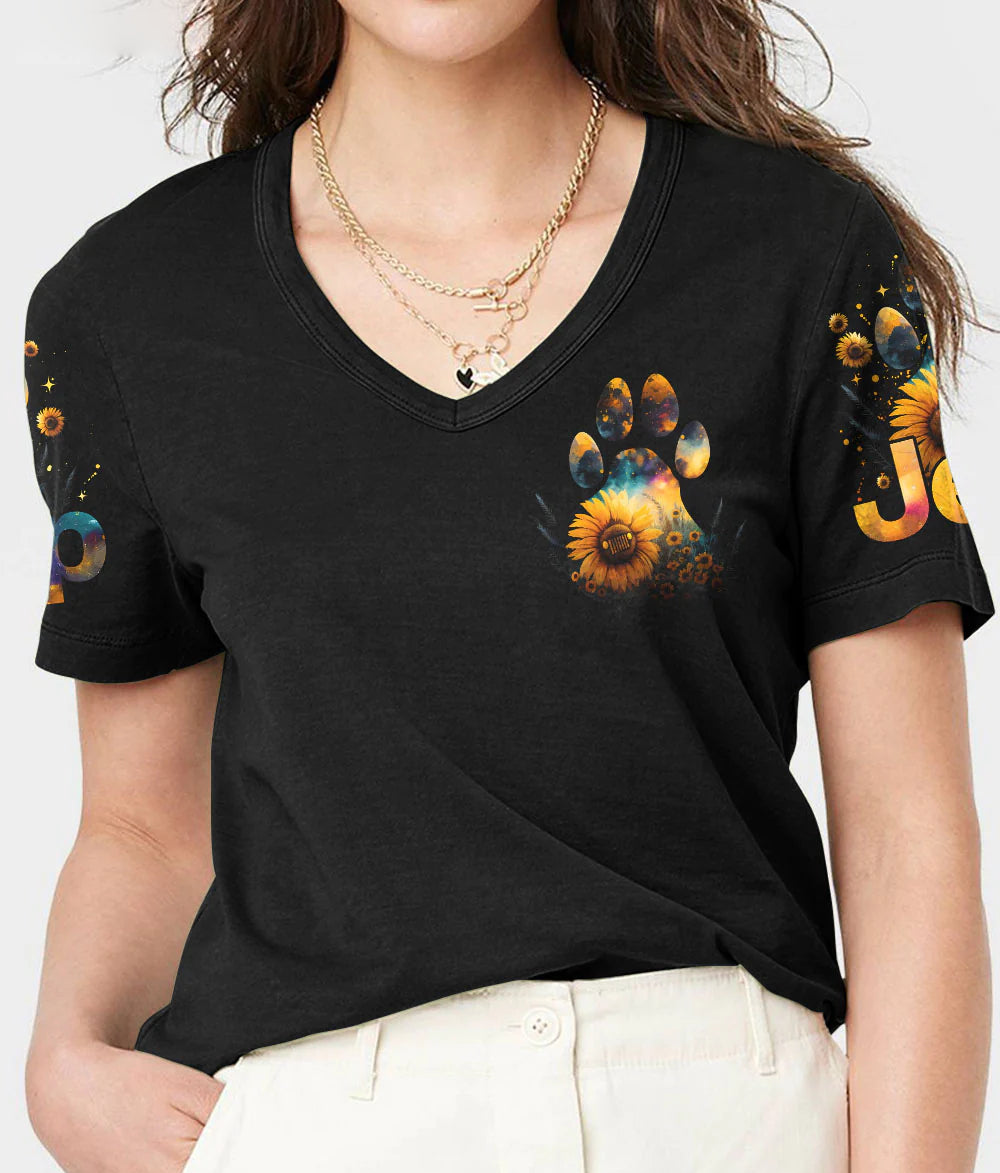 just-a-girl-who-loves-jeeps-and-dogs-sunflower-galaxy-women-v-neck-t-shirt