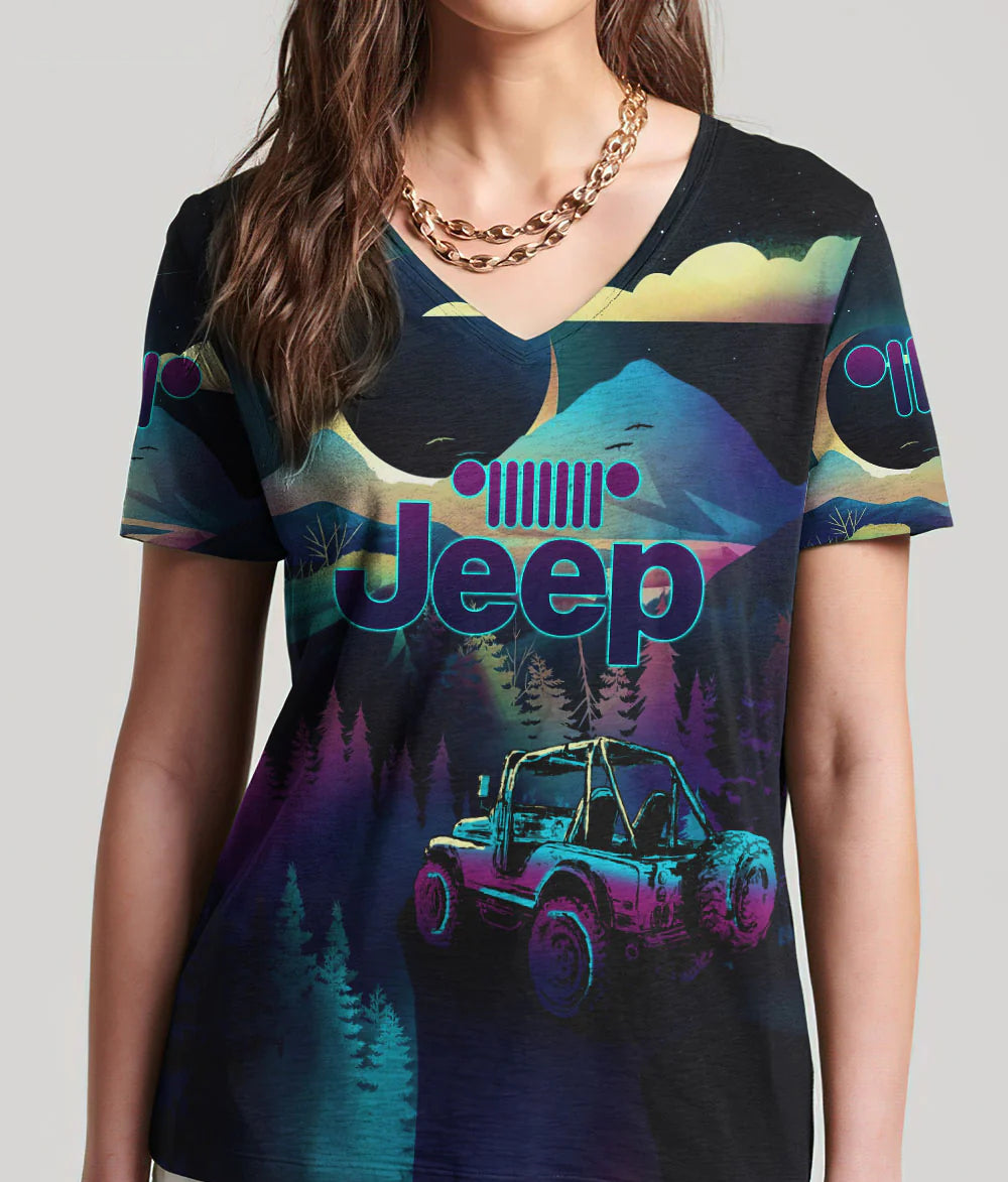 not-all-who-wander-are-lost-jeep-mountain-women-v-neck-t-shirt