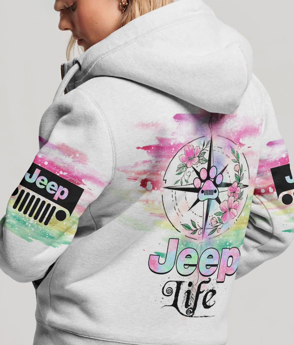 dog-paw-jeep-life-flower-hoodie