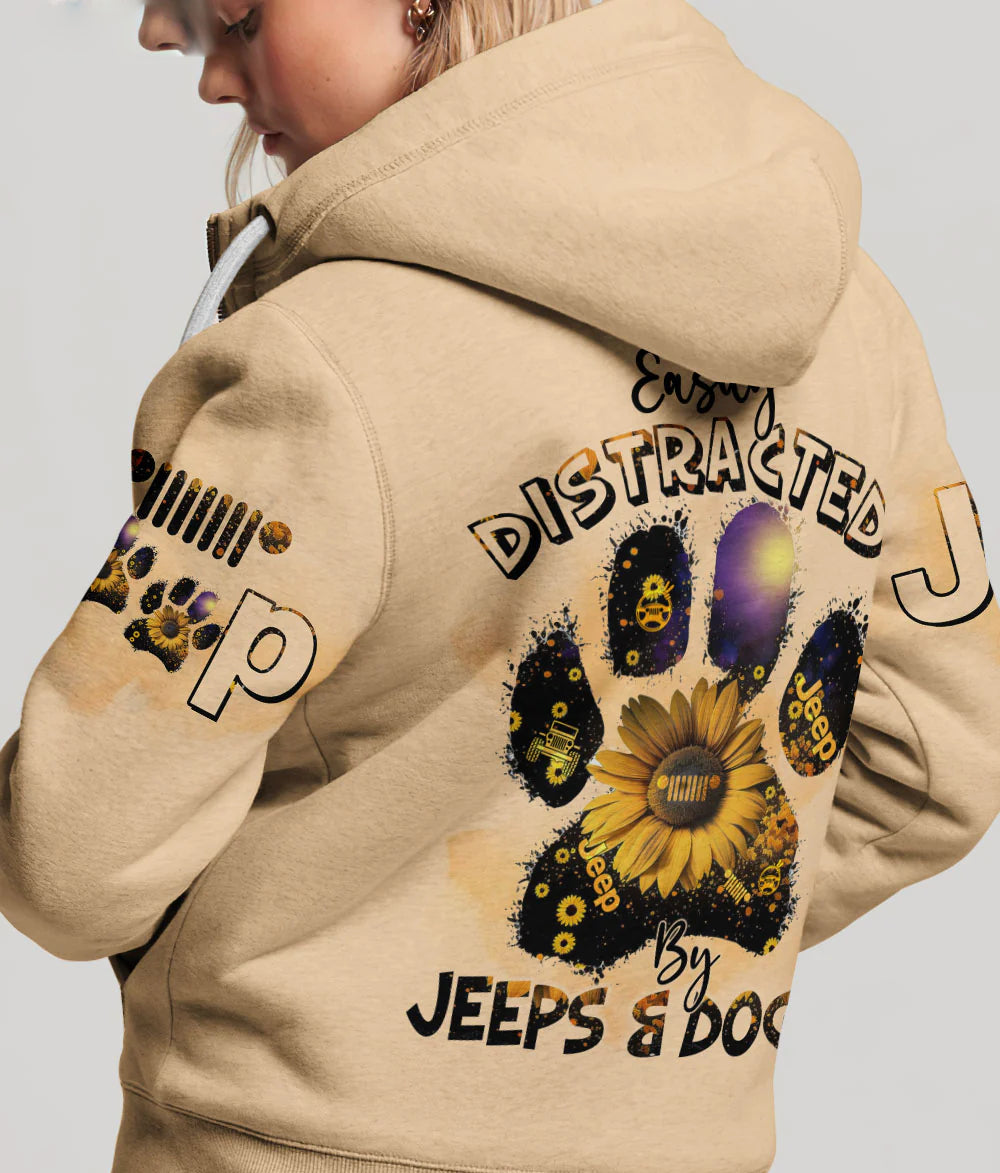 easily-distracted-by-jeeps-and-dogs-sunflower-hoodie