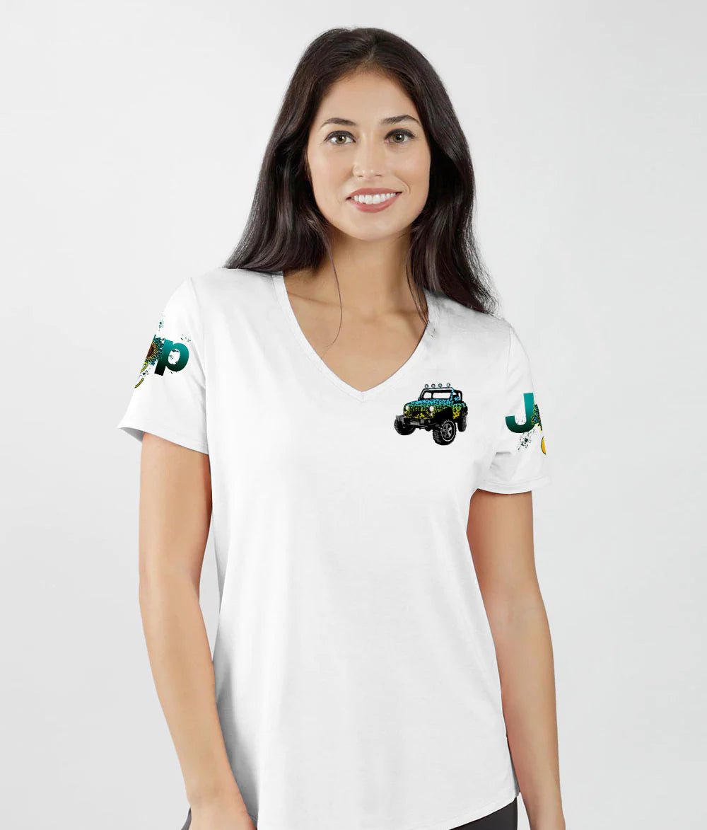 jeep-leopard-sunflower-women-v-neck-t-shirt