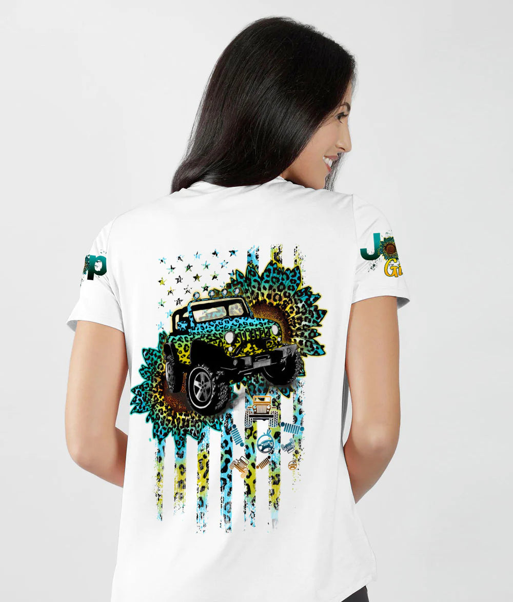 jeep-leopard-sunflower-women-v-neck-t-shirt