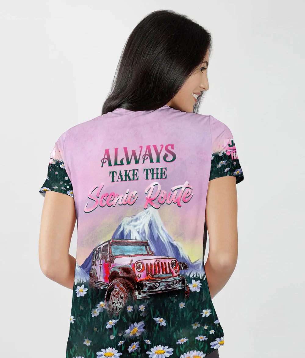 always-take-the-scenic-route-daisy-women-v-neck-t-shirt