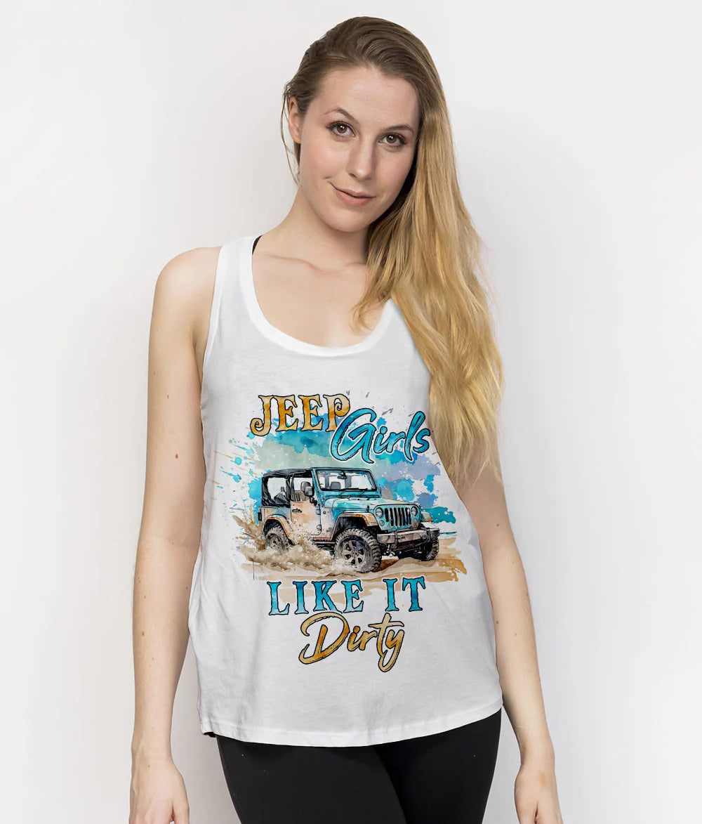 muddy-jeep-girls-like-it-dirty-watercolor-tank-top