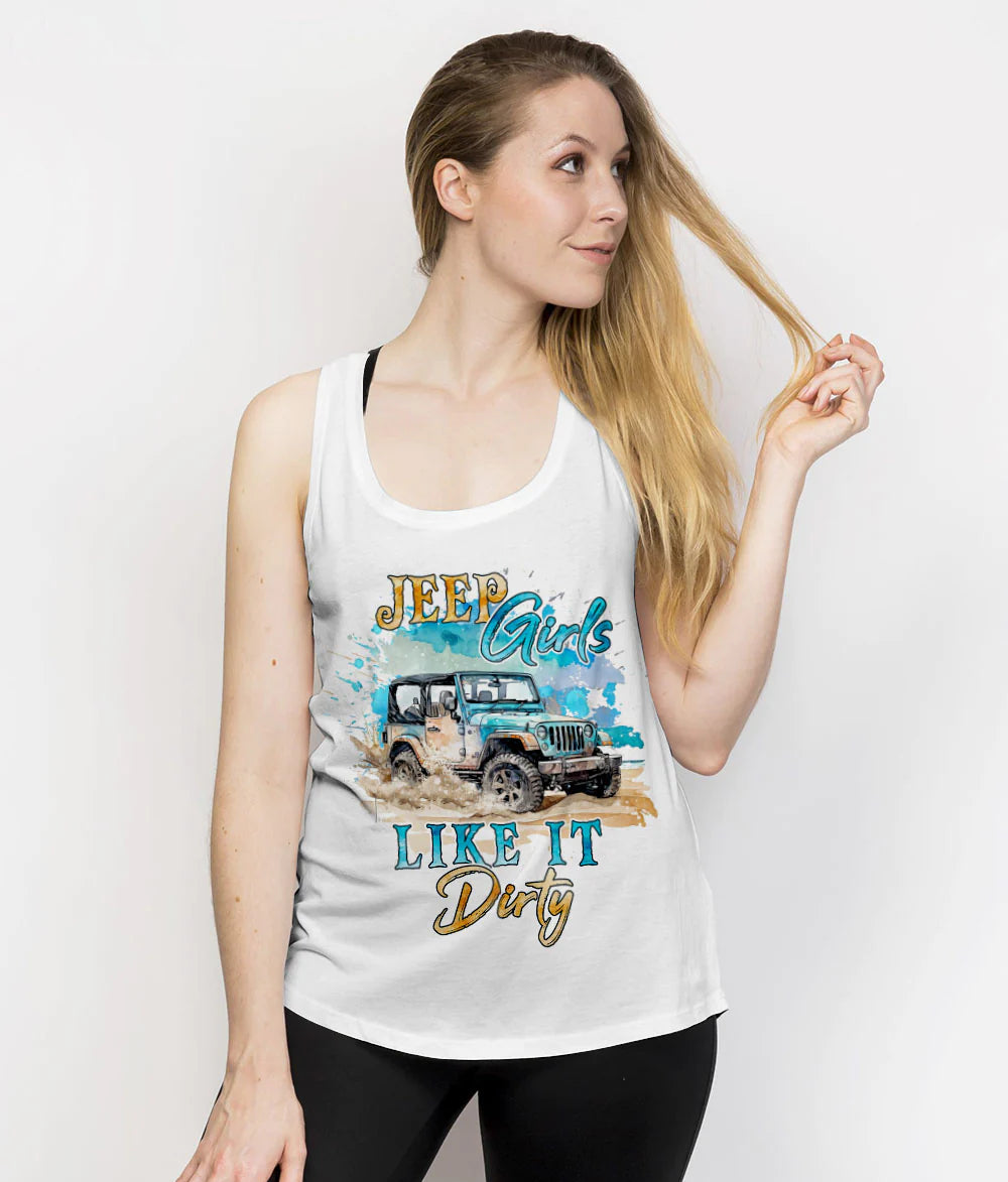 muddy-jeep-girls-like-it-dirty-watercolor-tank-top