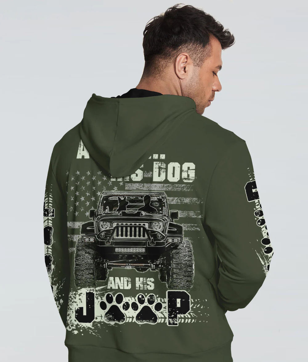 a-man-his-dog-and-his-jeep-military-green-hoodie