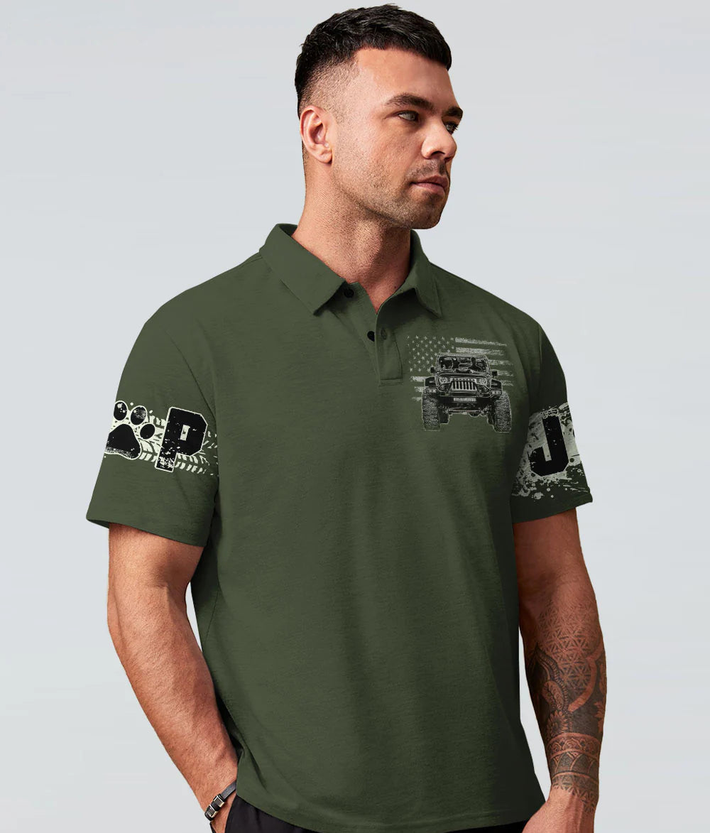 a-man-his-dog-and-his-jeep-military-green-polo-shirt