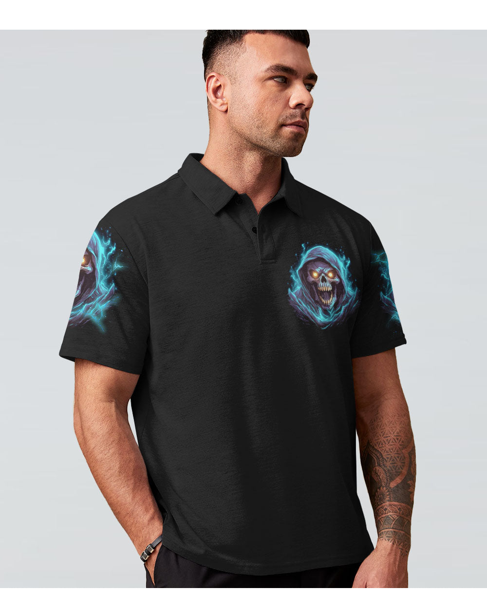 I'm Not Anti Social Skull Black Polo Shirt