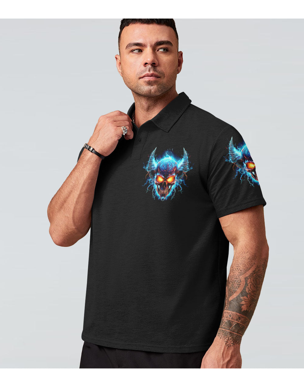 Make No Mistake Demon Skull Black Polo Shirt